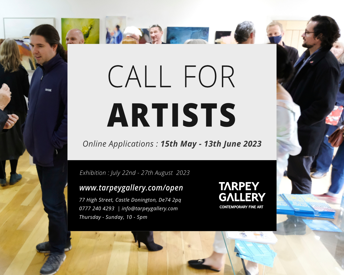 Call for Entries, Tarpey Gallery Open 2023, Castle Donington