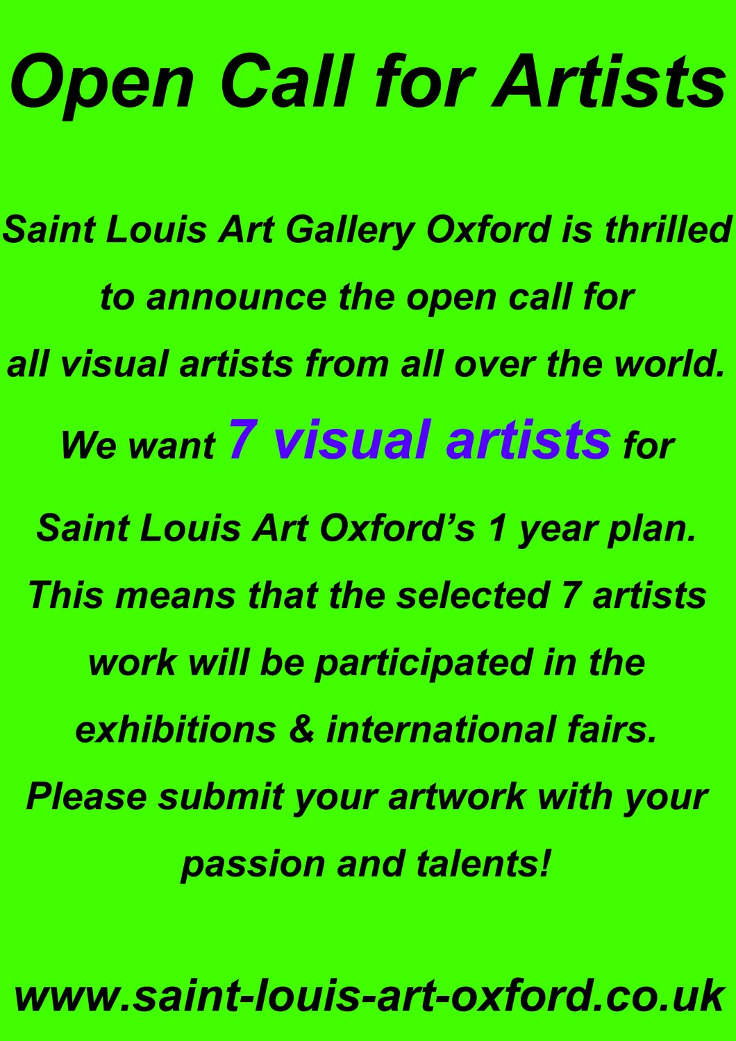 Call for Artists Exhibit & Sell Your Artwork With Us. Oxford
