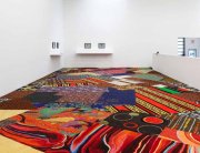Cayetano Ferrer, Remnant Recomposition, 2014. Casino carpet fragments and seam tape. Installation view, Swiss Institute, 2014. Image courtesy of Swiss Institute.